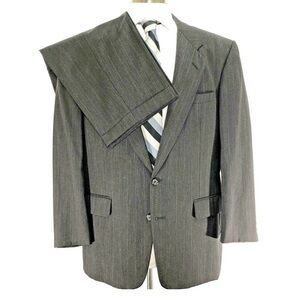 Vintage Mens Pierre Balmain Blazer Suit Sz 41 (Extra Long) 1970s Wool Pinstripe